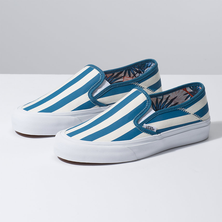 Vans Bayan Kaykay Ayakkabısı Vintage Rio Slip-On SF Çizgili/Mavi Outlet | 33416-159